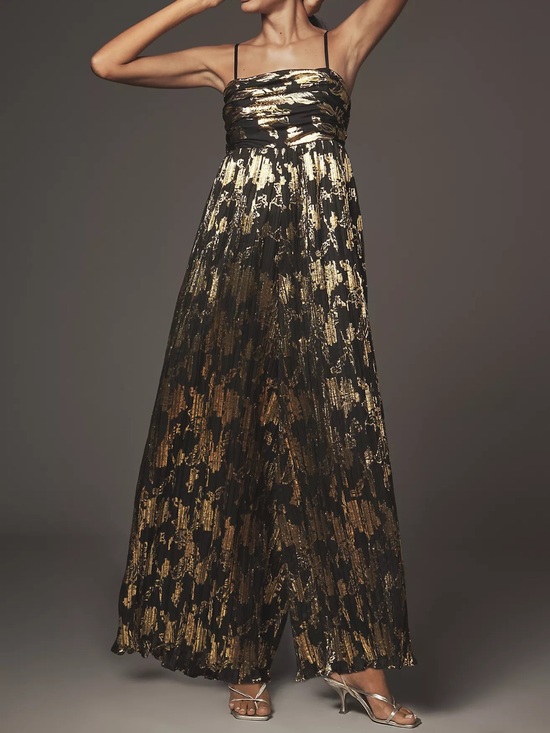 Anthropologie Pants - Anthropologie Hutch Mabel Foil Pleated Jumpsuit